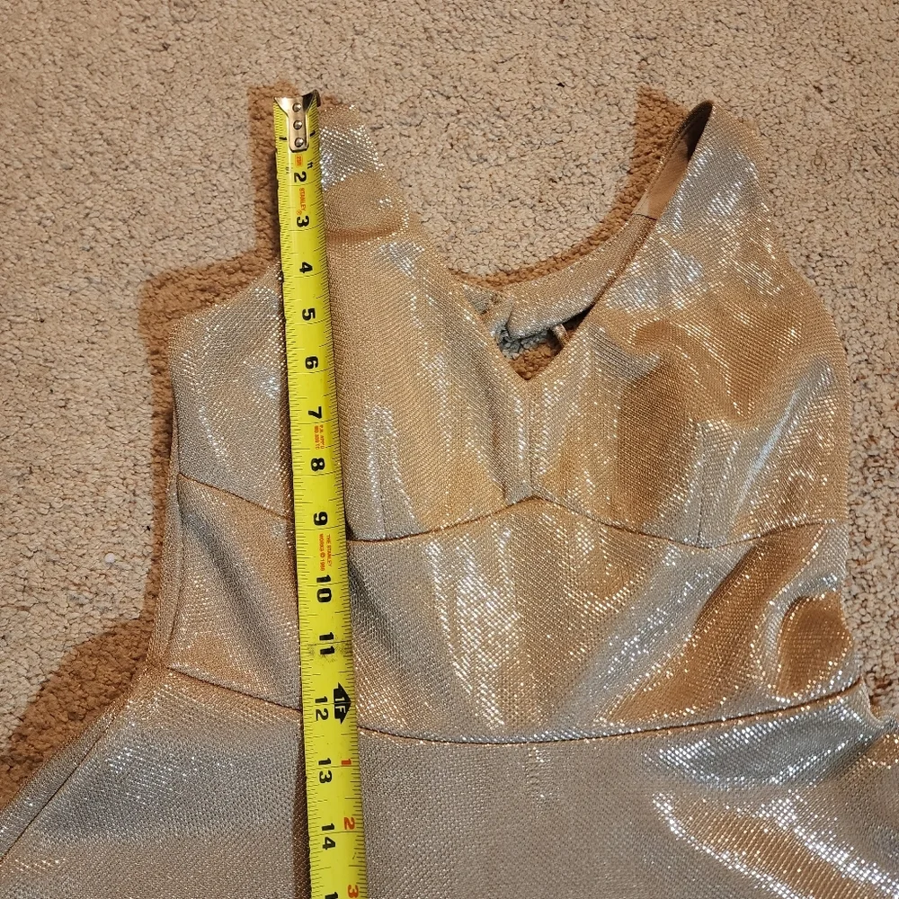 Teeze Me Macy'sGold Shimmer Fit &FlareDress Size 3/4 - Picture 10 of 16
